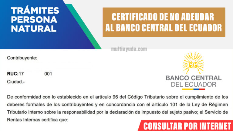 Certificado de NO adeudar al Banco Central del Ecuador